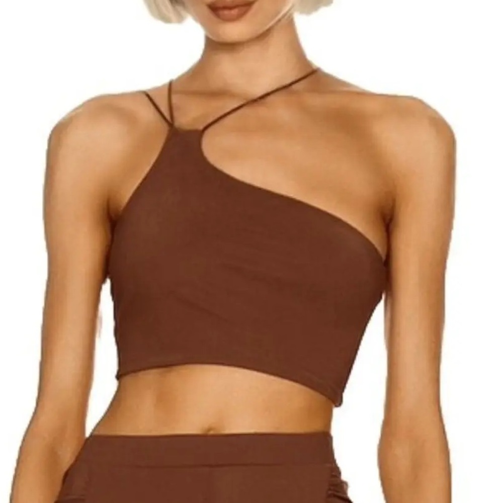 Revolve ALIX NYC Brown Asymmetrical Crop Tank Top